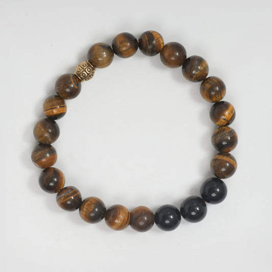 Eykaa Illuminate Protection: Tiger Eye & Black Obsidian Unisex Bracelet