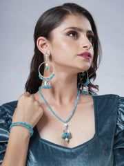 Eykaa Glorious Star: Light Blue Jade Necklace With Earrings