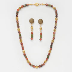 UNAKITE AND DALMENTIAN NECKLACE AND EARRINGS