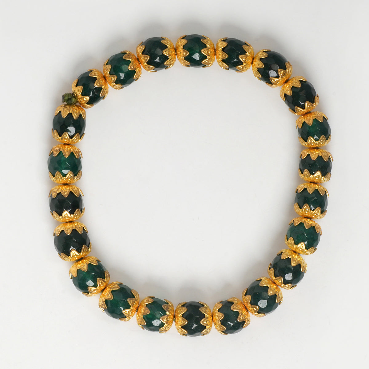 EYKAA GREEN JADE WITH GOLDEN LAVA BRACELET