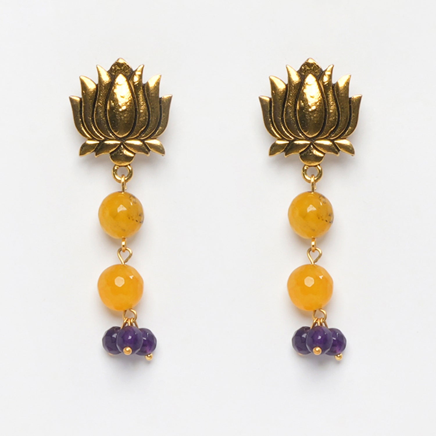 YELLOW AND PURPLE JADE EARRINGS