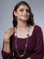 Eykaa Illuminate Melody: Purple Agate and Blue Jade Necklace with Earrings Set