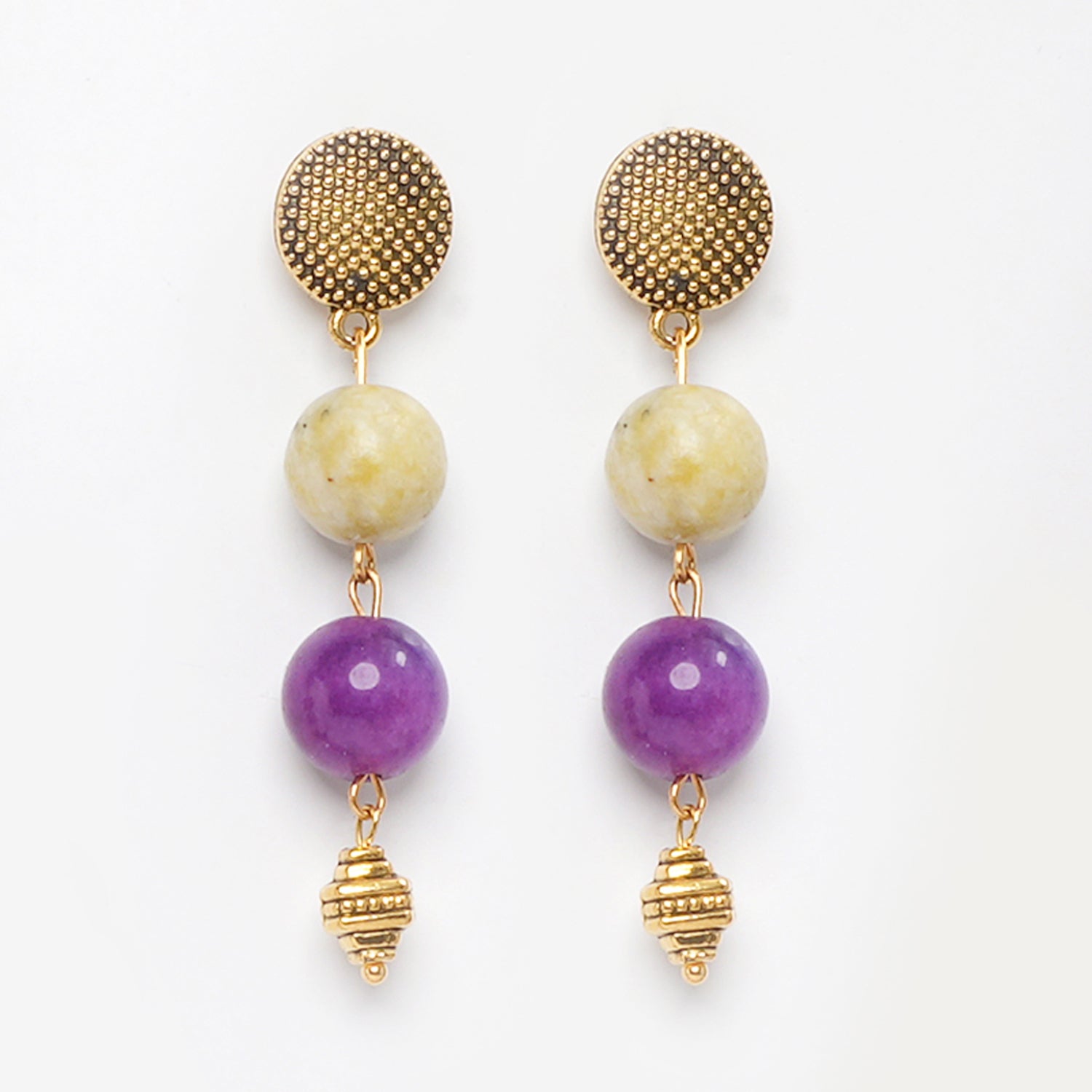 SERPENTINE AND PURPLE JADE EARRINGS