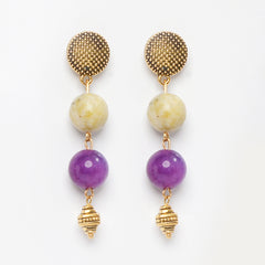 SERPENTINE AND PURPLE JADE EARRINGS