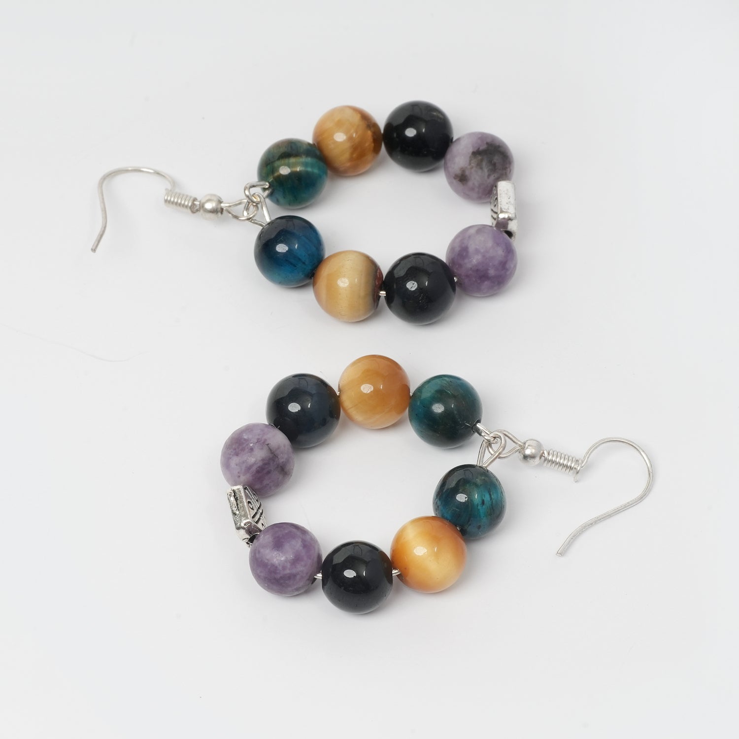 Eykaa LAPIDOLITE AND RAINBOW TIGER EYE EARRINGS