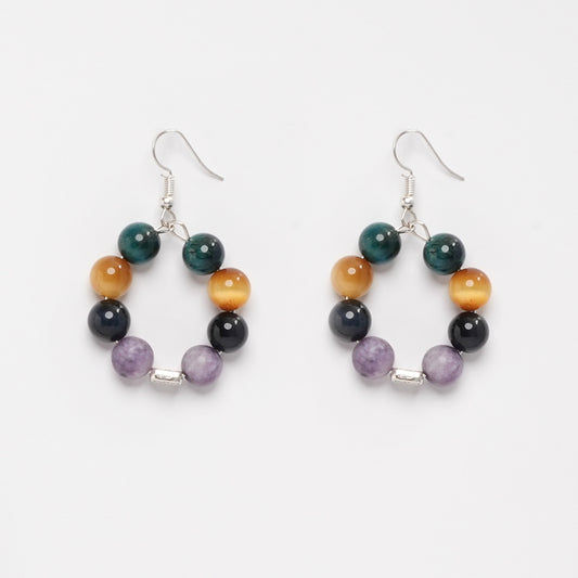 Eykaa LAPIDOLITE AND RAINBOW TIGER EYE EARRINGS