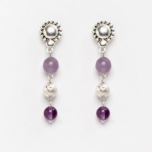 EYKAA PURPLE FACETED JADE EARRINGS