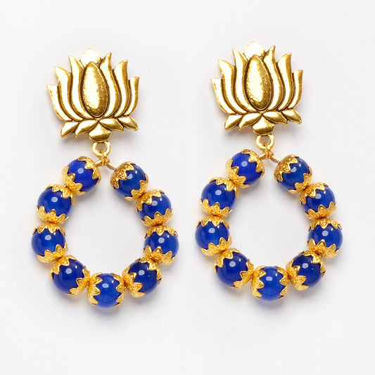 Eykaa GOLDEN LAVA, BLUE ONYX EARRINGS