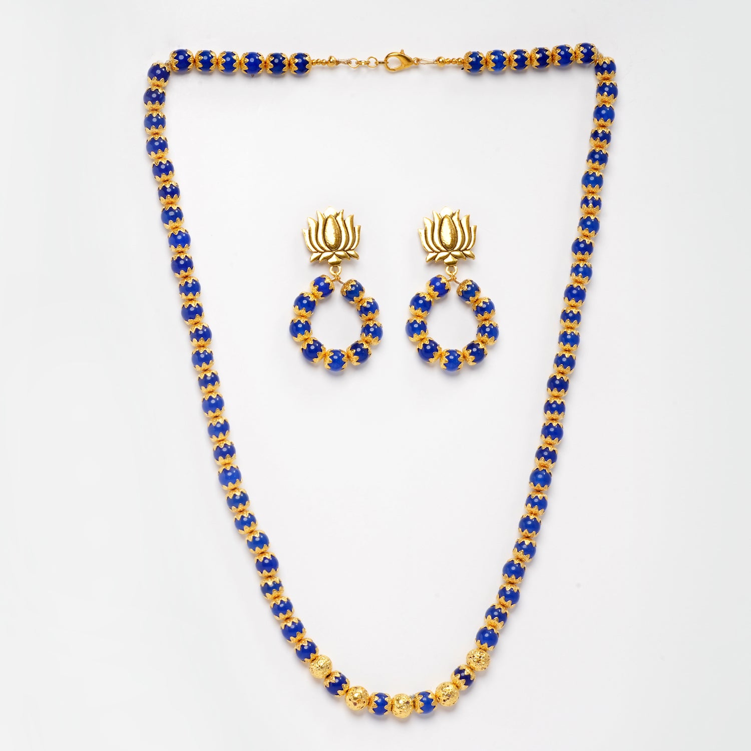 Eykaa  GOLDEN LAVA AND BLUE ONYX NECKLACE WITH EARRINGS