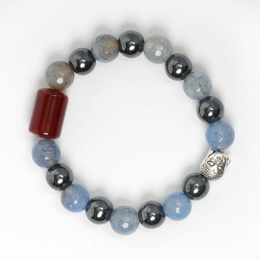 HEMATITE, AND AGATE, JADE BRACELET