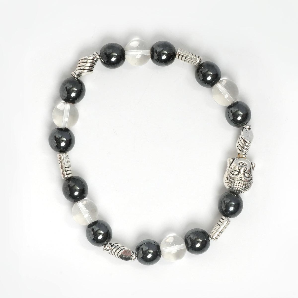 CLEAR QUARTZ, HEMATITE BRACELET