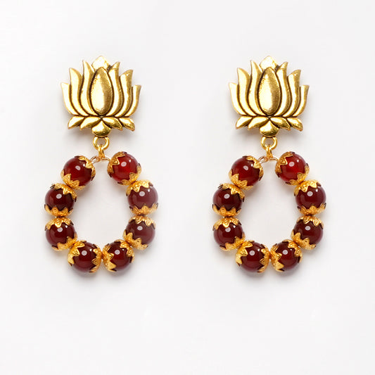 Eykaa GOLDEN LAVA AND RED ONYX EARRINGS