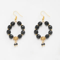 EYKAA BLACK FACETED JADE EARRINGS