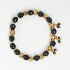 EYKAA BLACK FACETED JADE BARCELET