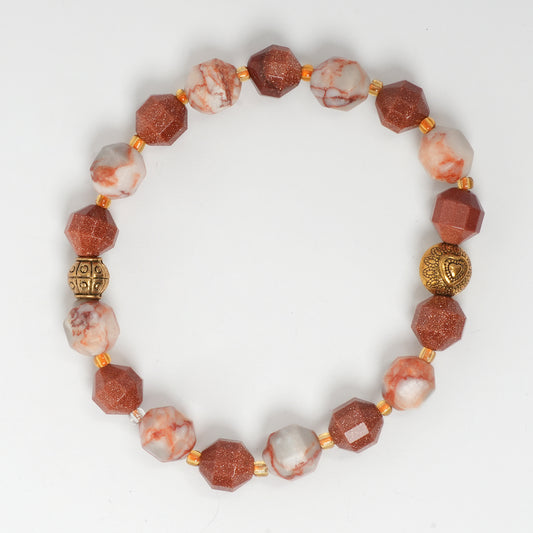 EYKAA MEAT JASPER AND RED SANDSTONE BRACELET