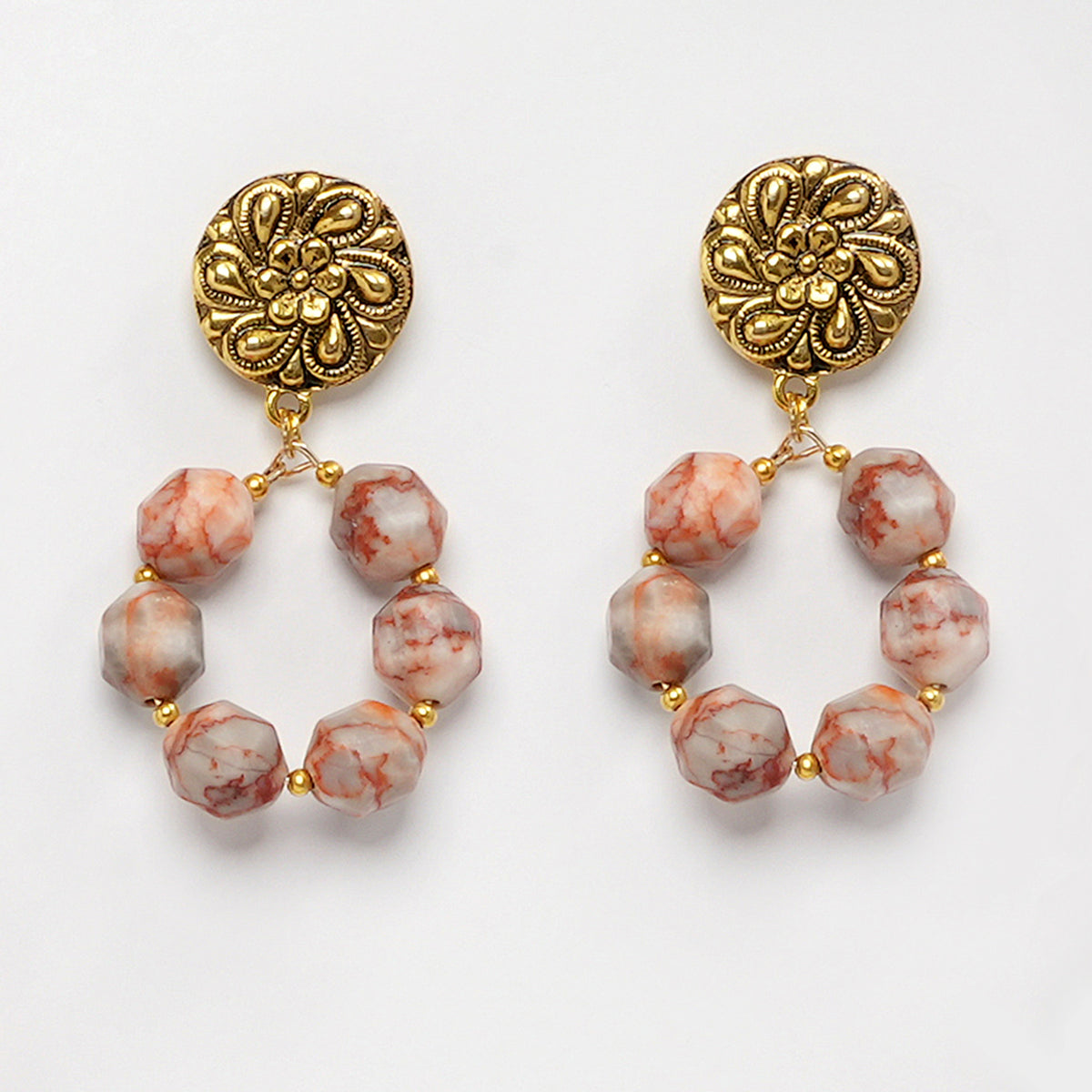 EYKAA MEAT JASPER EARRINGS