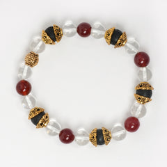 EYKAA CLEAR QUARTZ AND RED ONYX BRACELET