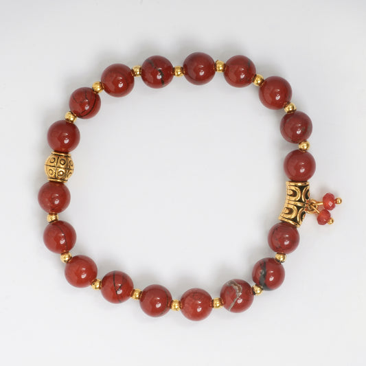 EYKAA RED JASPER AND RED JADE BRACELET