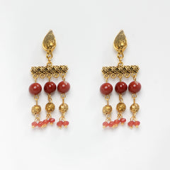 EYKAA RED JASPER AND RED JADE EARRINGS