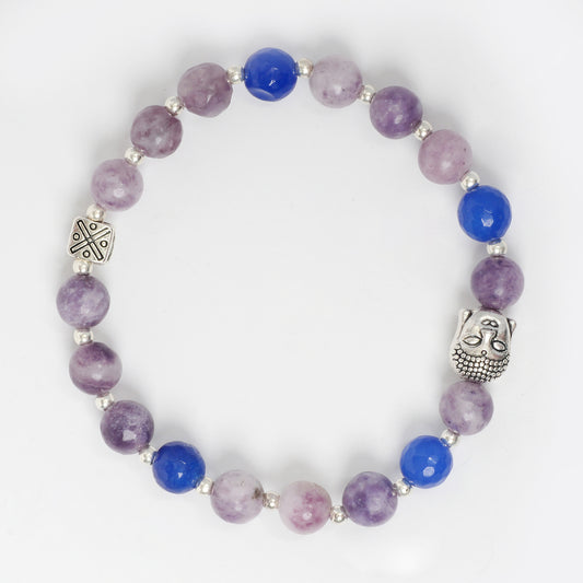 LAPIDOLITE AND BLUE JADE BRACELET