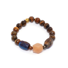 EYKAA TIGER EYE, HEMATITE AND CARNELIAN BRACELET