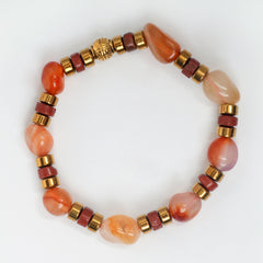 EYKAA CARNELIAN, GOLDEN HEMATITE AND RED JASPER BRACELET