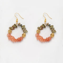 EYKAA UNAKITE AND ORANGE AVENTURINE EARRINGS