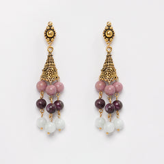 EYKAA MORGONITE, PINK TOURMALINE AND PINK RHODONITE EARRINGS