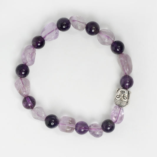 EYKAA AMETHYST AND TUMBLE BEADS BRACELET