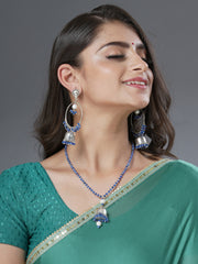 Eykaa Glorious Whisper: Dark Blue Jade Necklace With Earrings