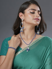 Eykaa Glorious Whisper: Dark Blue Jade Necklace With Earrings