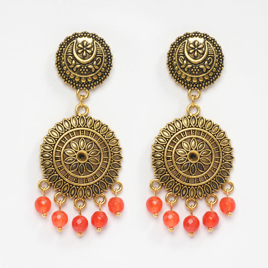 EYKAA ORANGE JADE EARRING