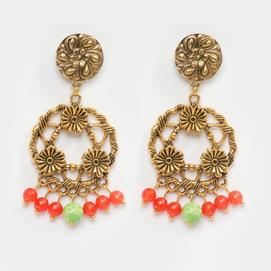 EYKAA ORANGE JADE AND IMPERIAL JASPER EARRINGS