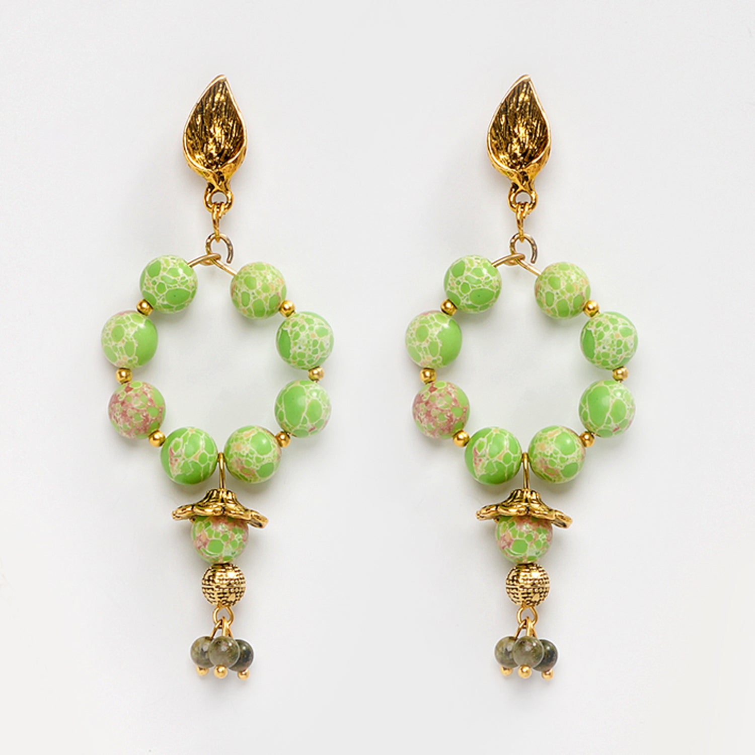 Eykaa IMPRIAL JESPER AND UNAKITE STONE EARRINGS AND PENDENT