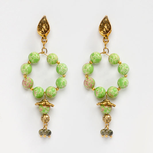 Eykaa IMPRIAL JESPER AND UNAKITE STONE EARRINGS AND PENDENT